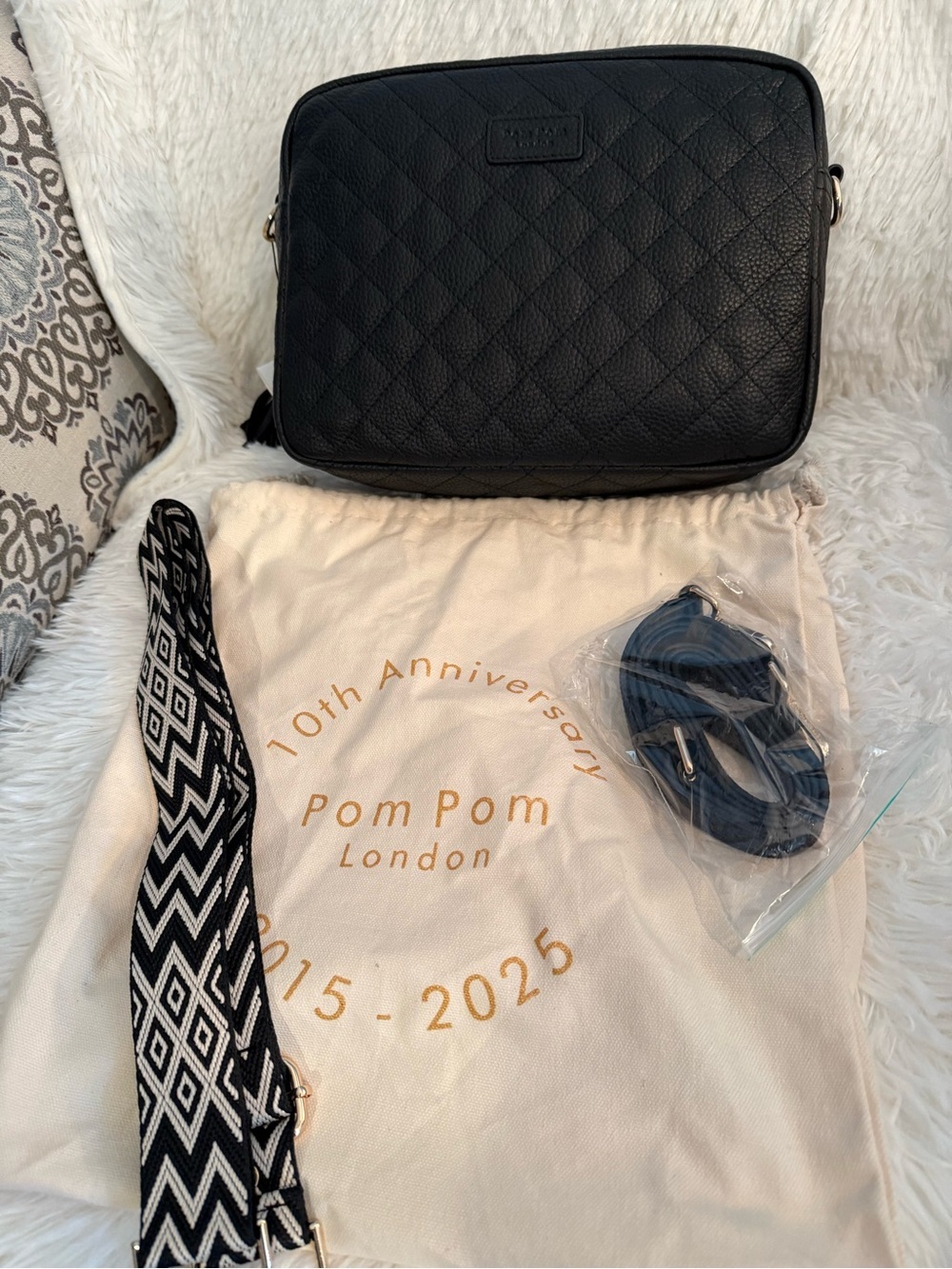 Pom Pom London City Plus Quilted Black Bag New